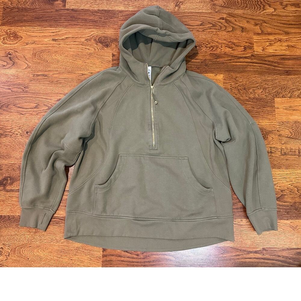 Lululemon Women's Scuba Oversized 1/2 Zip Hoodie Green XL/XXL Lounge Travel Cozy
